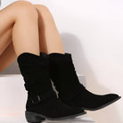 Lavinque Boots Bottes Mid-Calf Camel | Effet Daim | Détail Noeud Décontracté