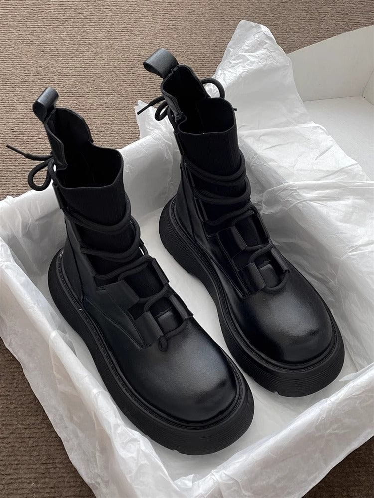 Lavinque Boots Bottes Montantes Style Combat | Simili Cuir | Tendance et Confort
