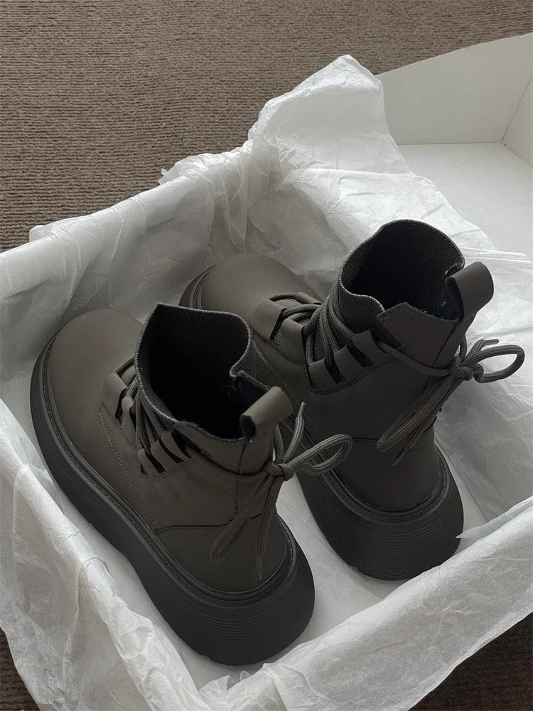 Lavinque Boots Bottes Montantes Style Combat | Simili Cuir | Tendance et Confort