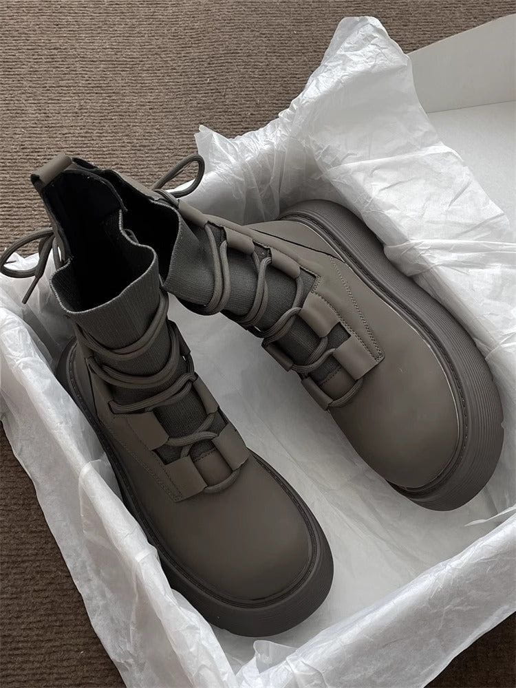 Lavinque Boots Bottes Montantes Style Combat | Simili Cuir | Tendance et Confort