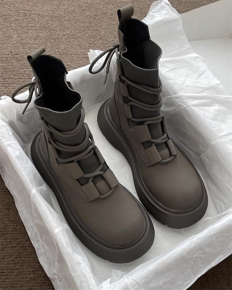 Lavinque Boots Bottes Montantes Style Combat | Simili Cuir | Tendance et Confort