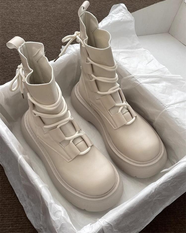 Lavinque Boots Bottes Montantes Style Combat | Simili Cuir | Tendance et Confort