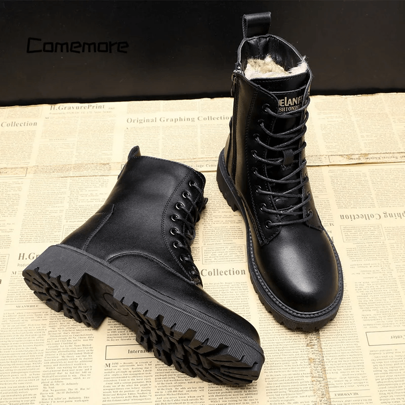 Lavinque Boots Bottes Noires à Lacets Hiver | Look Urbain | Chaud et Robuste