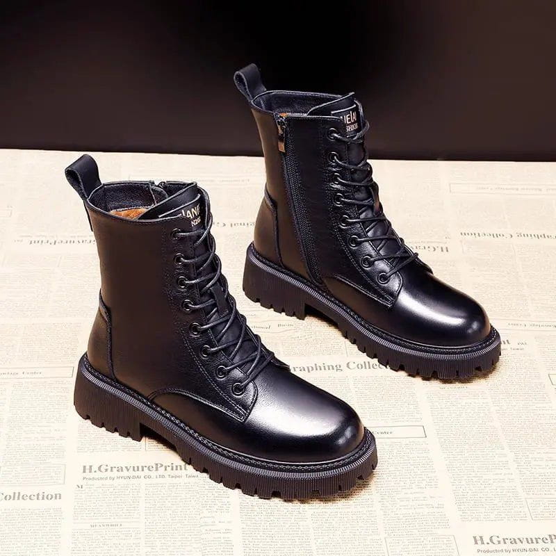 Lavinque Boots Bottes Noires à Lacets Hiver | Look Urbain | Chaud et Robuste