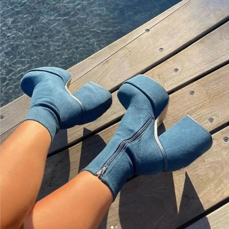 Lavinque Boots Bottines à Talons Épais & Plateforme | Noir Intense | Glam Rock & Puissance Féminine