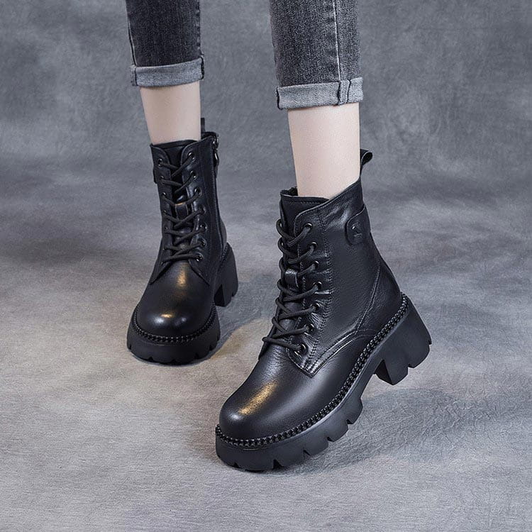 Lavinque Boots Bottines de Combat en Cuir | Élégance & Robustesse | Style Urbain