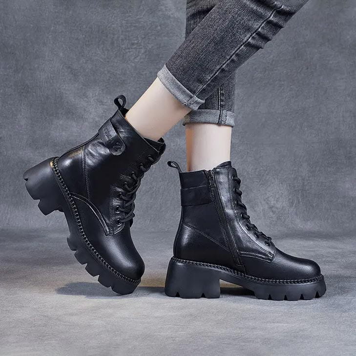 Lavinque Boots Bottines de Combat en Cuir | Élégance & Robustesse | Style Urbain