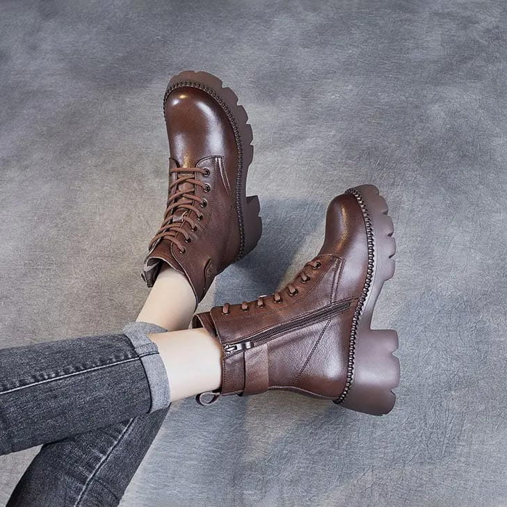 Lavinque Boots Bottines de Combat en Cuir | Élégance & Robustesse | Style Urbain