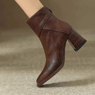 Lavinque boots Bottines Élégantes à Talon Carré | Marron Foncé | Style Chic et Confortable