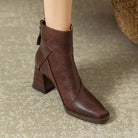 Lavinque boots Bottines Élégantes à Talon Carré | Marron Foncé | Style Chic et Confortable