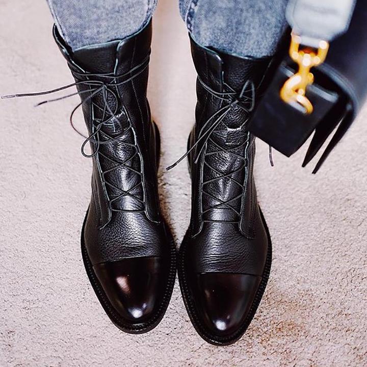 Lavinque Boots Bottines en Cuir à Lacets | Élégance &  Intemporalité | Style Classique