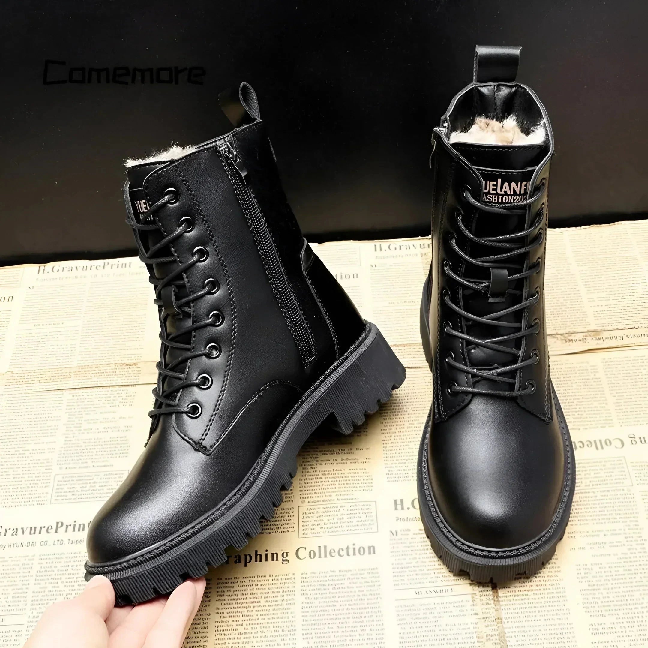 Lavinque Boots Bottines fourrées à lacets | Bottines | Chaleur et style robuste pour l’hiver