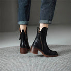 Lavinque Boots Bottines Noires à Talon | Similicuir Lisse | Fermeture Zippée Élégante