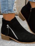Lavinque Boots Bottines Noires Zippées | Suédine | Look Casual Chic