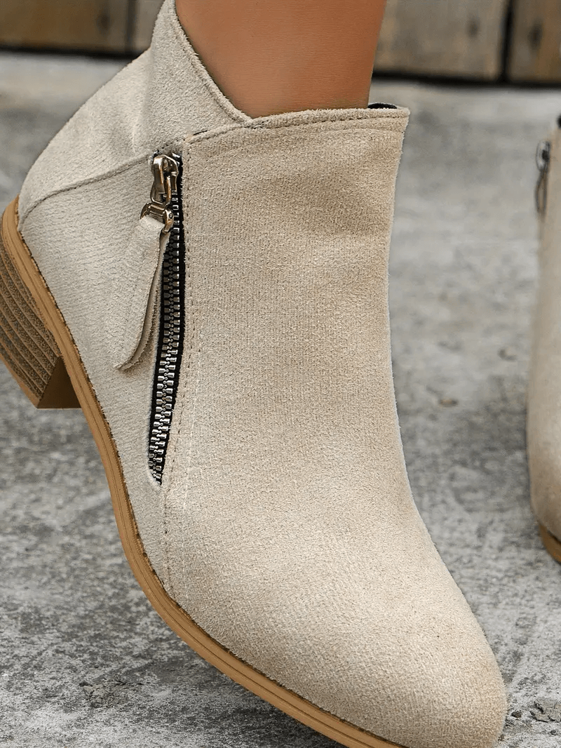 Lavinque Boots Bottines Noires Zippées | Suédine | Look Casual Chic