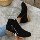 Lavinque Boots Bottines Noires Zippées | Suédine | Look Casual Chic
