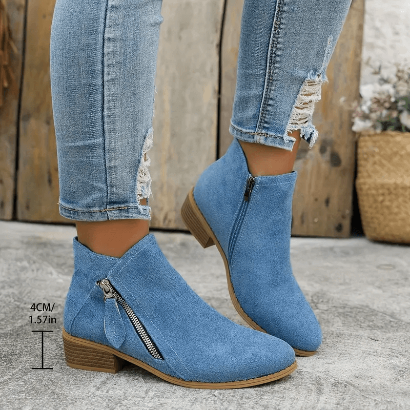 Lavinque Boots Bottines Noires Zippées | Suédine | Look Casual Chic