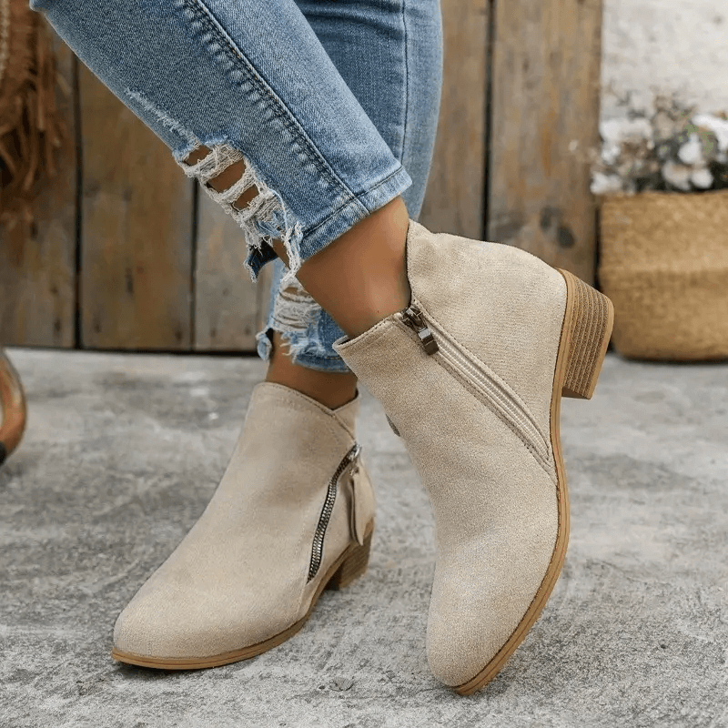 Lavinque Boots Bottines Noires Zippées | Suédine | Look Casual Chic