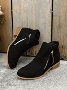 Lavinque Boots Bottines Noires Zippées | Suédine | Look Casual Chic
