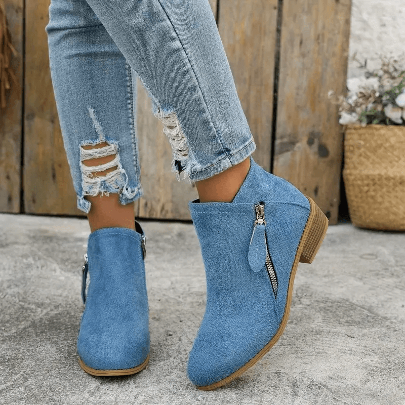 Lavinque Boots Bottines Noires Zippées | Suédine | Look Casual Chic