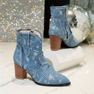 Lavinque Boots Bottines Western en Jean | Bleu Délavé | Audacieuses & Tendance