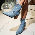Lavinque Boots Bottines Western en Jean | Bleu Délavé | Audacieuses & Tendance