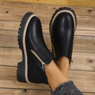 Lavinque Boots Bottines Zippées à Semelle Crantée | Noir & Détail Doré | Urbaines et Confortables