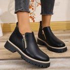 Lavinque Boots Bottines Zippées à Semelle Crantée | Noir & Détail Doré | Urbaines et Confortables