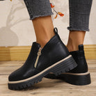 Lavinque Boots Bottines Zippées à Semelle Crantée | Noir & Détail Doré | Urbaines et Confortables