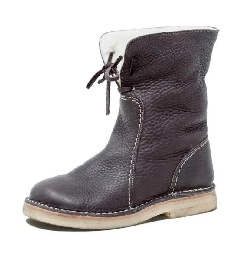 Lavinque Boots Café / 35 Bottes d’Hiver Fourrées en Cuir | Hiver | Chaleur et Confort Authentique