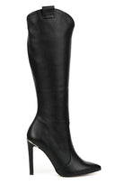 Lavinque Boots Cuir noir / 35 Bottes Hautes à Talon Aiguille | Élégance et Raffinement | Look Sophistiqué
