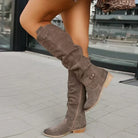 Lavinque Boots Gris / 35 Bottes Hautes Camel | Style Décontracté | Effet Daim Chic