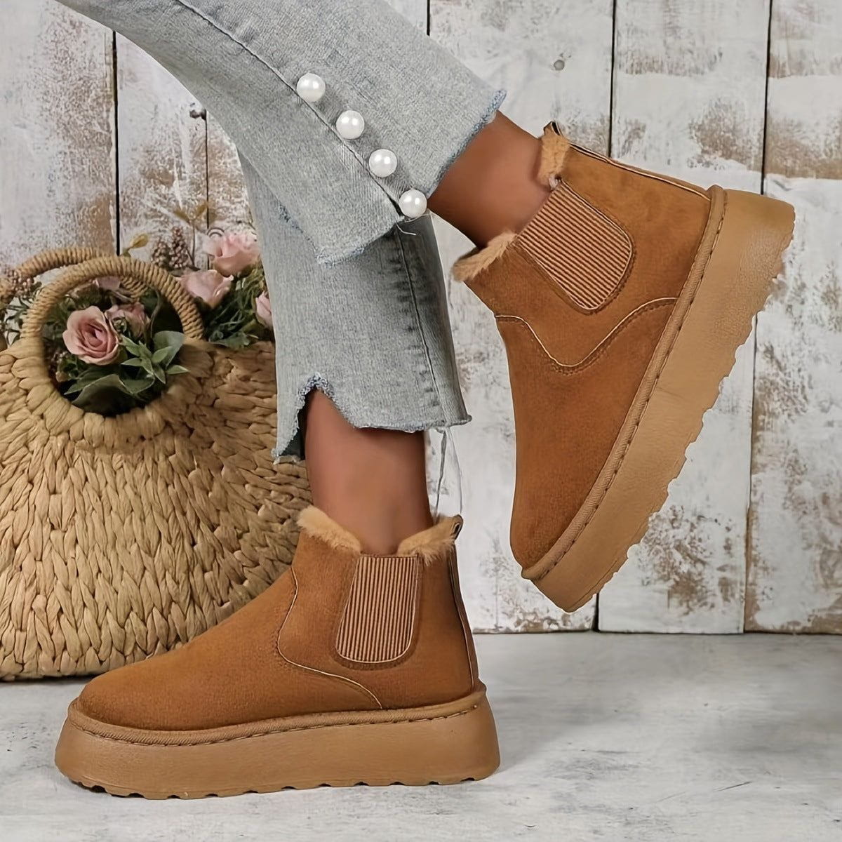 Lavinque Boots Kaki / 36 Bottines Fourrées à Semelle Épaisse | Hiver | Chaleur et Confort