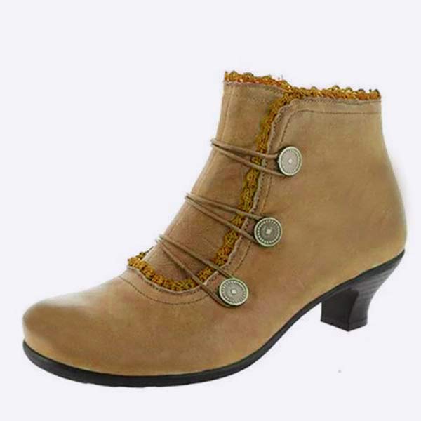 Lavinque Boots Kaki / 36 Bottines rétro à boutons | Bottines | Élégance et confort intemporel