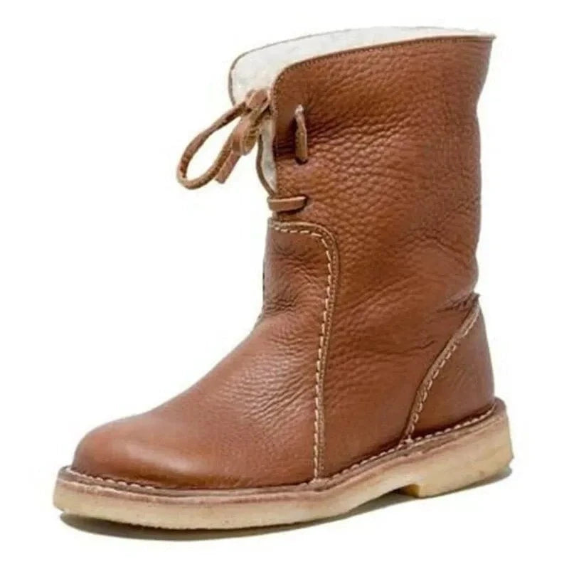 Lavinque Boots Marron / 35 Bottes d’Hiver Fourrées en Cuir | Hiver | Chaleur et Confort Authentique