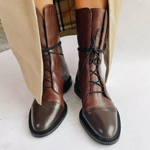 Lavinque Boots Marron / 35 Bottines à Lacets en Cuir | Élégance & Robustesse | Style Intemporel