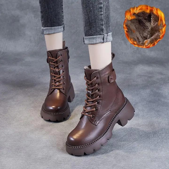 Lavinque Boots Marron / 35 Bottines de Combat en Cuir | Élégance & Robustesse | Style Urbain