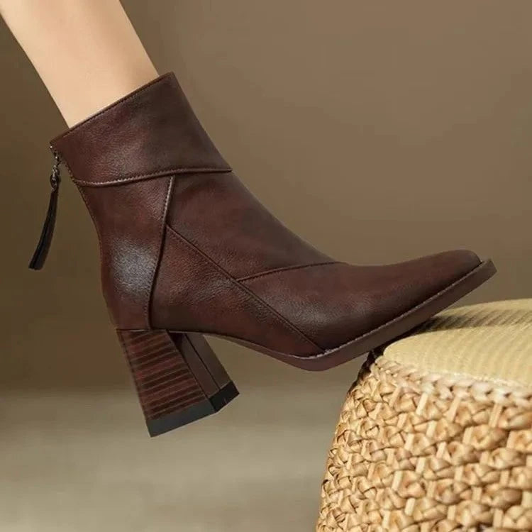 Lavinque boots Marron / 35 Bottines Élégantes à Talon Carré | Marron Foncé | Style Chic et Confortable