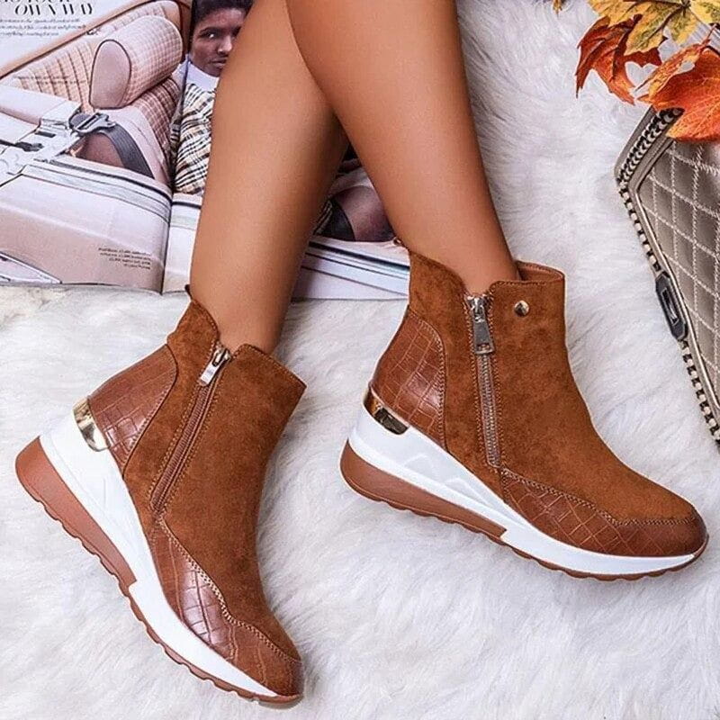 Lavinque Boots Marron / 36 Bottines Sneakers à Talon Compensé | Mode | Élégance et Confort