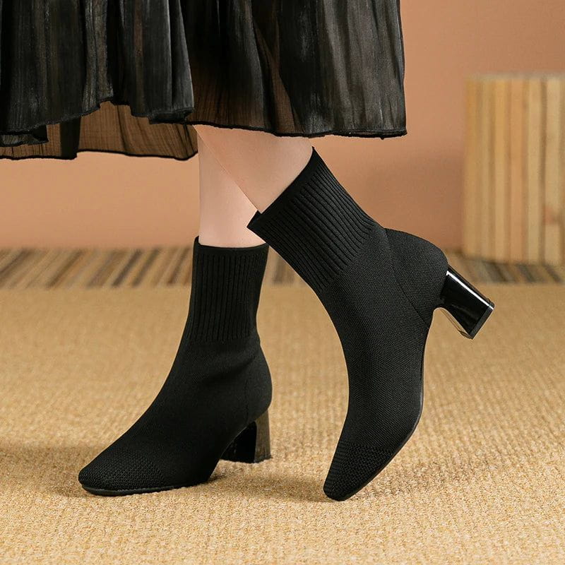 Lavinque Boots Noir / 34 Bottines Chaussettes à Talon | Élégance | Confort et Style Moderne