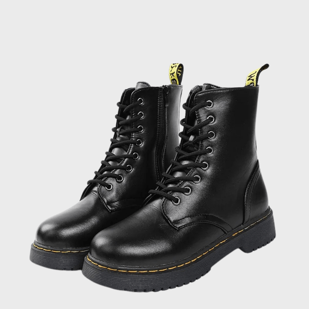 Lavinque Boots Noir / 35 Bottes de Combat en Similicuir | Tendance | Robustes et Confortables