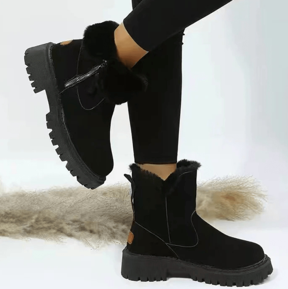 Lavinque Boots Noir / 35 Bottes Hiver Fourrées | Suédine Douce | Chaudes et Antidérapantes