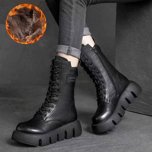 Lavinque Boots Noir / 35 Bottes Montantes à Semelle Épaisse | Style Audacieux | Confort & Stabilité