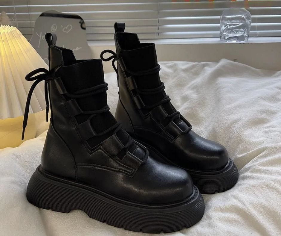 Lavinque Boots Noir / 35 Bottes Montantes Style Combat | Simili Cuir | Tendance et Confort