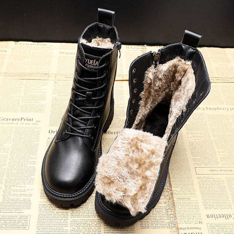 Lavinque Boots Noir / 35 Bottes Noires à Lacets Hiver | Look Urbain | Chaud et Robuste