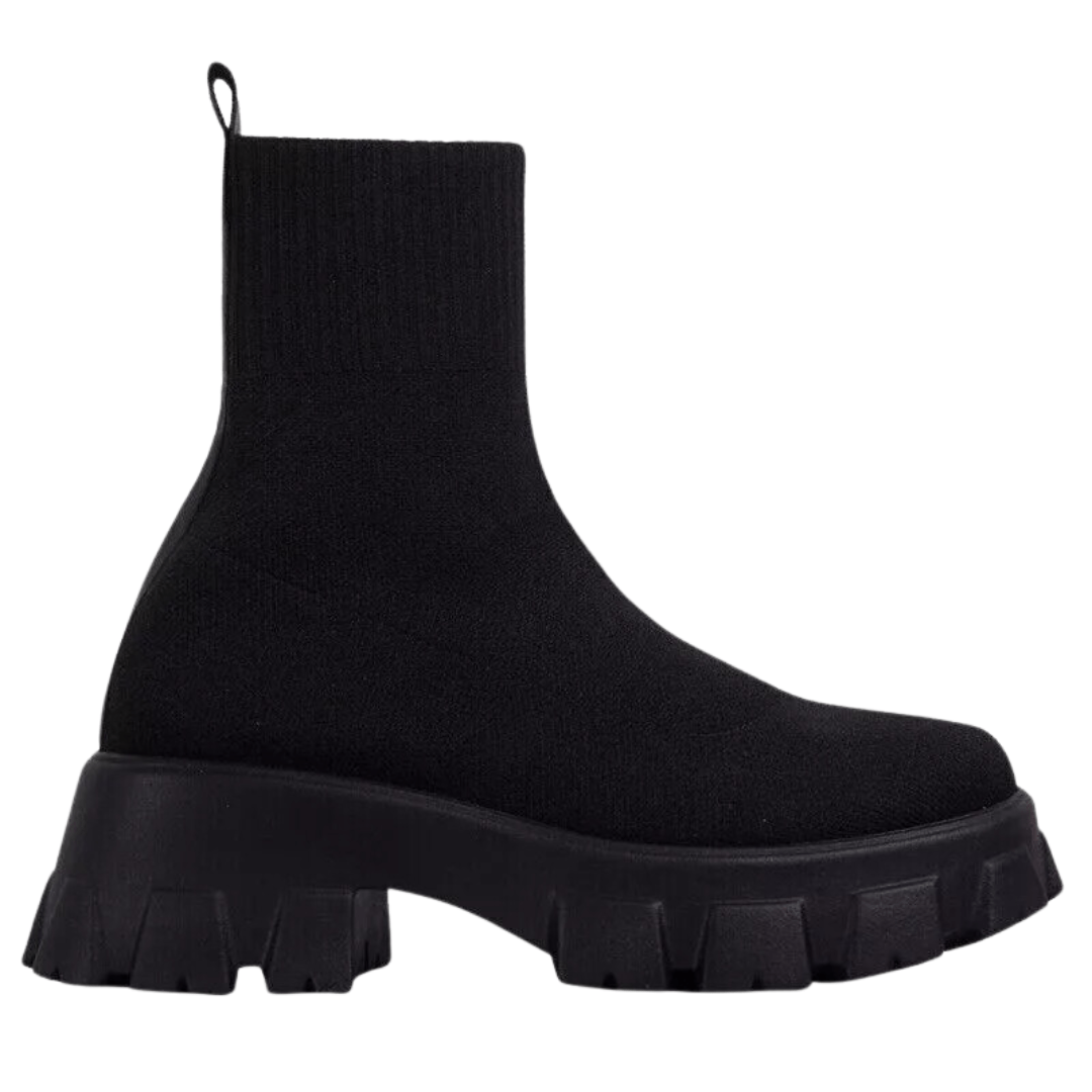 Lavinque Boots Noir / 35 Bottines Chaussettes à Semelle Épaisse | Noir | Audacieuses et Ultra Confortables