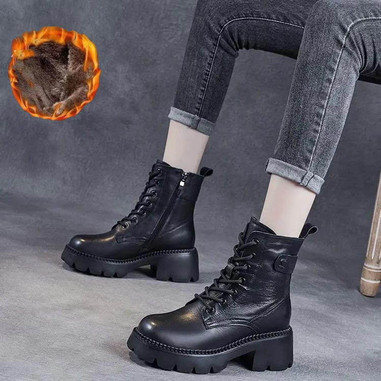 Lavinque Boots Noir / 35 Bottines de Combat en Cuir | Élégance & Robustesse | Style Urbain