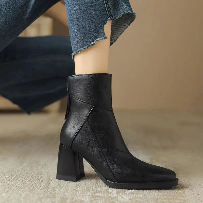 Lavinque boots Noir / 35 Bottines Élégantes à Talon Carré | Marron Foncé | Style Chic et Confortable