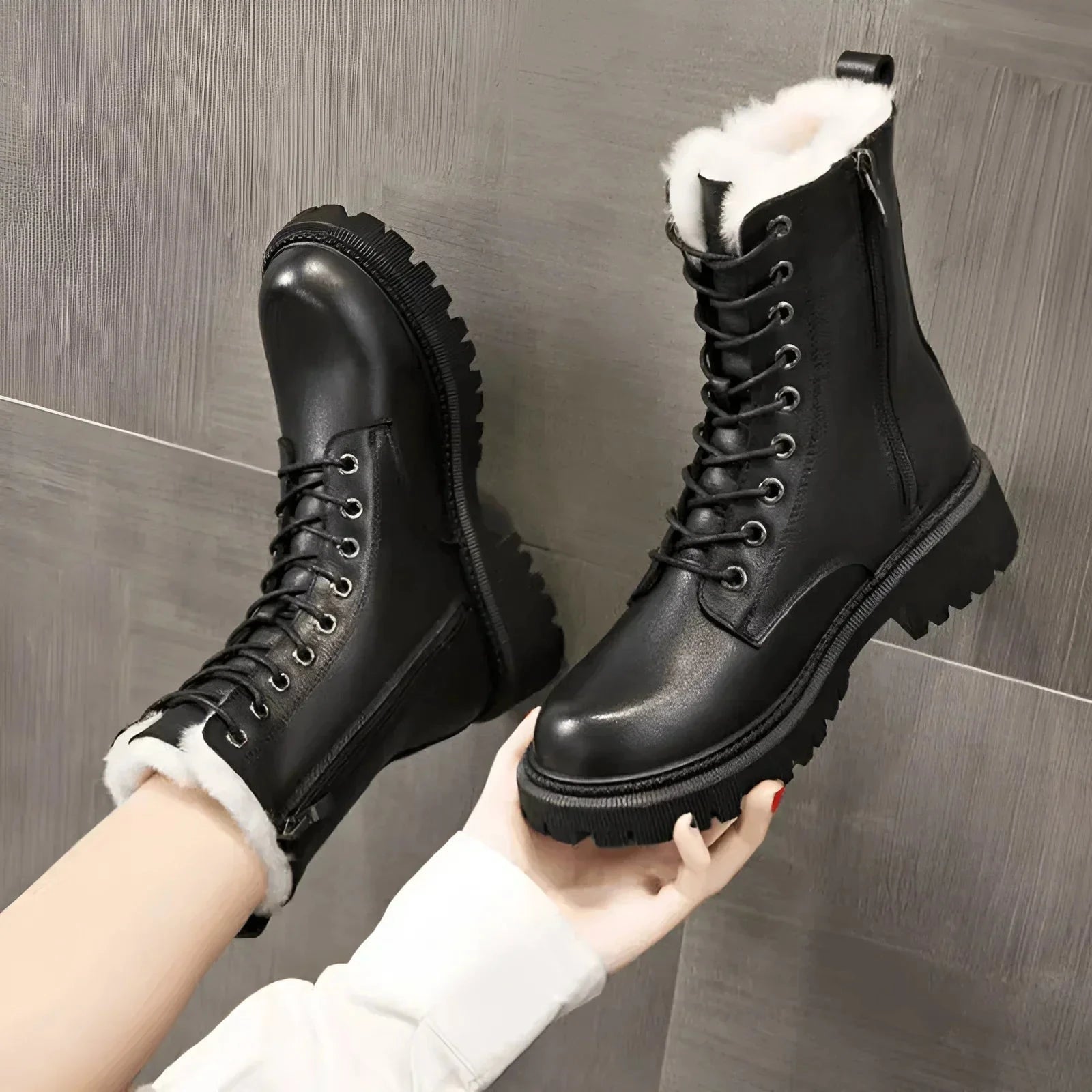 Lavinque Boots Noir / 35 Bottines fourrées à lacets | Bottines | Chaleur et style robuste pour l’hiver