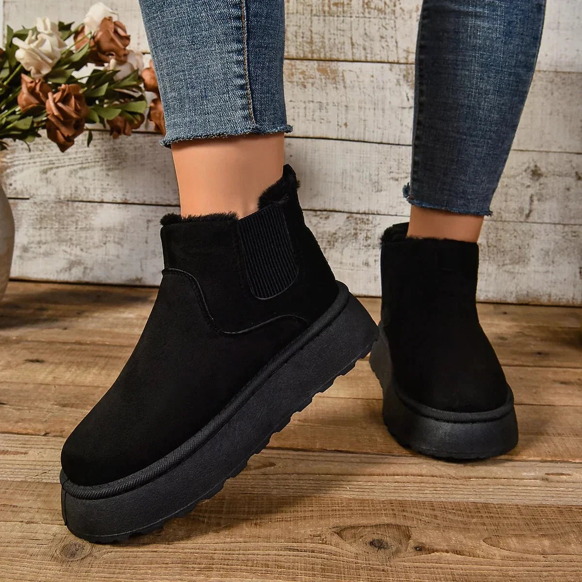 Lavinque Boots Noir / 35 Bottines fourrées style chelsea | Bottines | Chaleur et confort hivernal